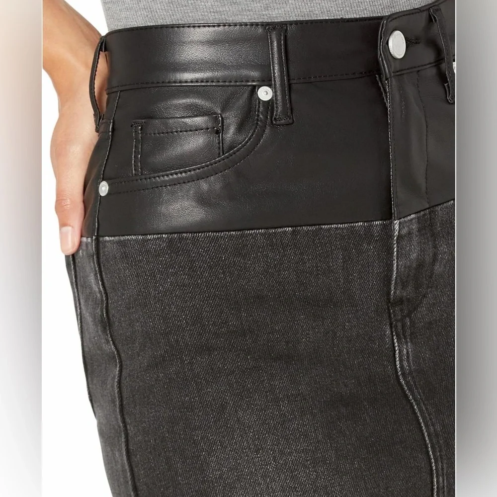 NEW! Blank NYC Black Faux Leather-Trim Mini Skirt Size 28 (6) - Picture 4 of 9